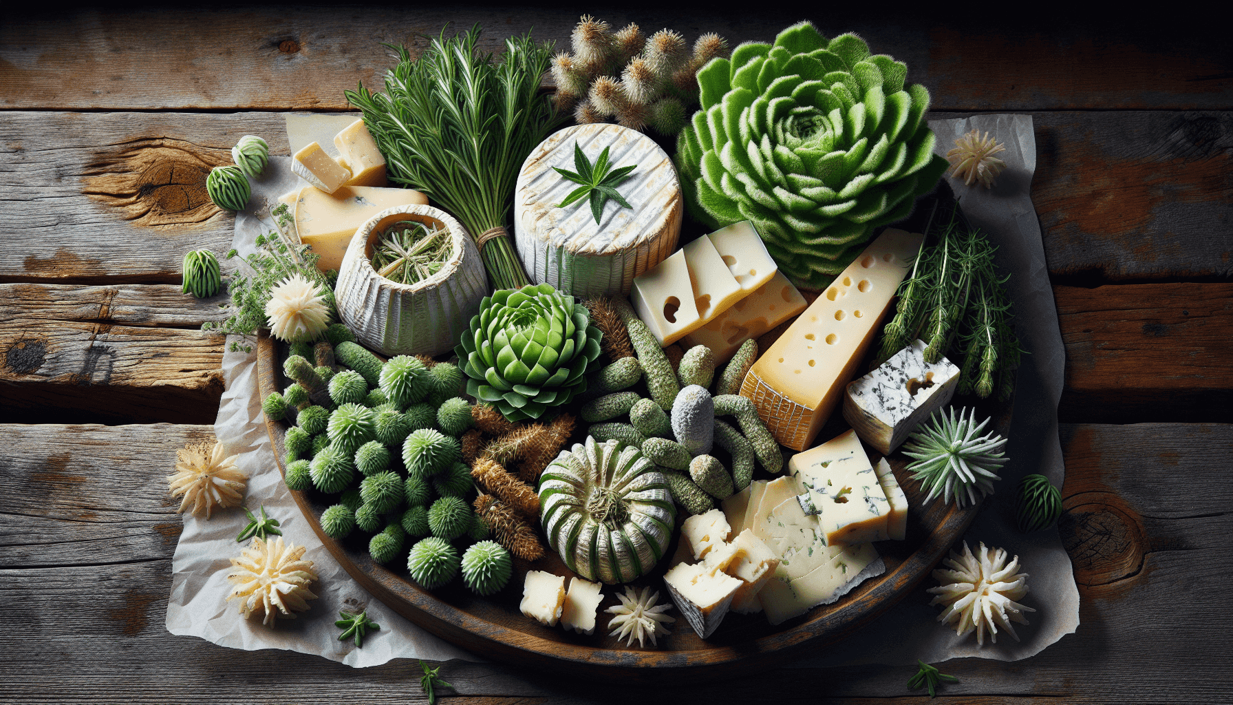 Alpine herbs and cheeses